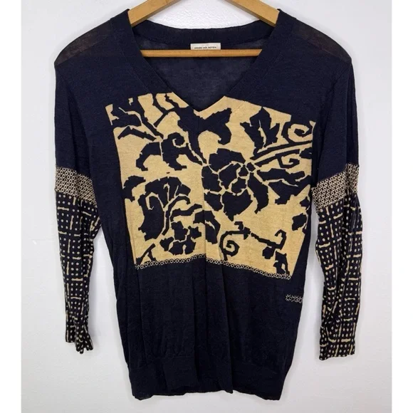 DRIES VAN NOTEN Linen 3/4 Sleeve Top - Picture 1 of 5